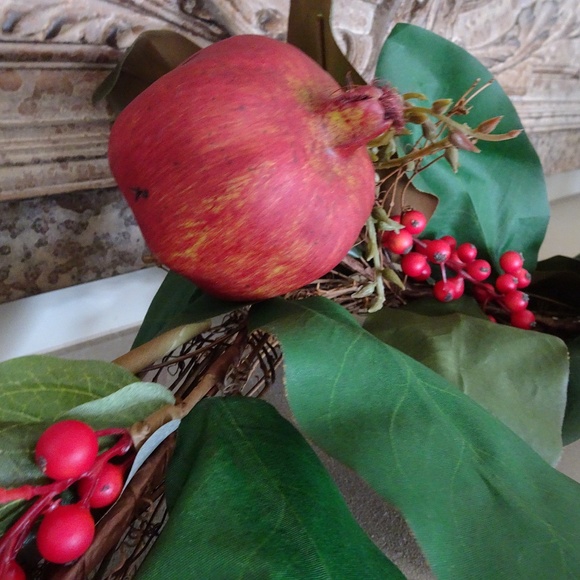 Magnolia Pomegranate Garland Winter Wonderland Christmas Holiday Decor - 6 ft - Picture 4 of 7